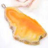 Wholesale 10 Pieces 1LOT New Yellow Natural Agate Slape Geode Gem 925 Sterling Silver USA Israel Wedding Engagement Pendants Party Jewelry