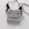Muy lindo niños niñas borla pequeño gato hombro Messenger Bag Mini monederos monedero PU bolsos de cuero billetera
