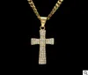 Мужская 14K Золото классический крест кулон крест ожерелье изысканный воды бриллиант