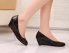 PU Patent leather Liangpi Work shoes Black Red White Nude Pink Wedges Women's Shoes 5 color choices US5.5-US9.5