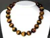 10mm African Roar Tiger's Eye Round Beads Necklace 18"