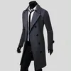 Atacado - 2016 Novo Trench Coat Slim Masculino Jaquetas e Casacos Longos Sobretudo Casaco Duplo Peitorado Trench Coat Masculino à Prova de Vento Inverno Outerwear