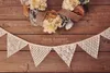 Vintage 2,1m Vit Lace 10 Flaggor Bunting Pennant Banner för Bröllopsferie Party levererar bomull Bunting grossist