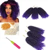 Hot Sell3PCS Lot Curly Crochet Hair 8 '' Freetress Marlybob Afro Kinky Curly Crochet Braids Hårförlängningar 12 färger Syntetiska flätande hår