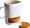 Ceramic Mug White Coffee Tea Biscuits Milk Dessert Cup Tea Cup Side Cookie Pockets Holder For Home Office 250ML KKA3109
