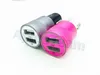 Kleurrijke aluminium nippel mini-autolader met dubbele USB 2 poort LED-licht 5V 1 ~ 2.1A Micro Auto Power Adapter voor iPhone Samsung HTC