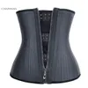 Plus Size Latex Underbust Corset for Women Spiral Steel Boned Rhinestone Decorative Zipper Waist Trainer Cincher