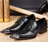 Luxe Heren Bedrijfsvrije Tijd Zwarte Jurk Schoenen Designer Metal Teen Charm Crocodile Pattern Lederen Schoenen voor Mens Vijpt 38-46