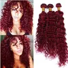 #99J Burgundy Red Virgin Peruvian Human Hair Weave Wholesale 3Pcs Virgin Remy Human Hair Extensions Deep Wave Wine Red Hair Bundles