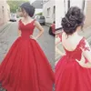 Tule Lace-up Lace Straps Modern Red Prom Vestido de Baile Vestidos Com Decote Em V Vestidos de Noite vestidos de gala