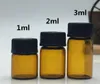 1ml Amber Cam Uçucu Yağ Şişesi parfüm örnek tüpleri Şişe Tak ve kapaklar ile