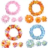 Atacado- 4 PCs / Set Festival Decorações De Festa De Casamento Suprimentos Hawaiian Luau Petal Leis Party Beach Flor Tropical Colar