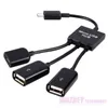 500pcs/lot* 3 in 1 micro USB Host OTG Hub Cable Adapter Dual Micro USB For Samsung Galaxy S7 S6 S3 S4 Google Nexus