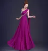 Echte Foto's Land Bruidsmeisjes Jurken One Shoulder Sexy Pailletten Purple Bruidsmeisje Prom Partyjurken