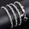 Partihandelskurs 26-28-30 tum 3mm, 2mm Twisted Chains halsband 925 Sterling Sivler Smycken Fina Silver Halsband för hängen G205