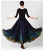 New Adult/Women Ballroom Dance Dress Ladies Modern Waltz Standard Competition Dance Dress Black Round Neck 1/2 Sleeve Printed Dress