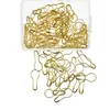 100 Uds. Alfileres de acero en forma de pera, Pin de seguridad de calabaza para ropa, sello de etiqueta colgante, accesorio de herramientas de costura DIY de Color dorado de Metal