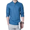 Chemises décontractées pour hommes Vente en gros - 2021 Printemps Linge Hommes Manches longues Grand-père Chemise chinoise Pull Col à bandes Vêtements sociaux 5XL1