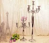 Gergeous Tall 5 Cristal Ball Candelabros Casamento mesa de mesa de mesa com pingente de cristal