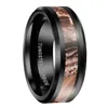 Queenwish 6mm/ 8mm Black Tungsten Ring Camouflage Hunting Womens Mens Black Tungsten Ring Camo Polished Wedding Band Antique Jewelry