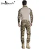 SINAUSTOFT GEN3 육군 전술 전투 꽉 티셔츠 위장 전투 유니폼 Airsoft 의류 T 셔츠 + 바지 남성 사냥 의류 셔츠 바지