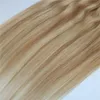 Human Hair Extensions Ombre Color Two Tone #18 Ash Blonde Piano #613 Light Blonde Clip In Human Hair Extensions Highlights