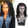 Försäljning 100% Indian Virgin Human Hair Half Lace Wig Afro Kinky Curl Quality Full Front Wigs Bellahair