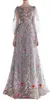 Dobelove Femmes manches longues robes de bal de bal 2019 branchement floral broderie A-ligne robes de soirée robes de guiche de fête formelle robe de pageant