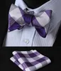 Cravatte da sposo scozzesi con motivo bordeaux a punto intero con fazzoletto Decorazione da uomo di colore diverso3496833