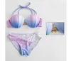 2017 Verão Sexy Gradiente Cor Swim Wear Bikini Seashell Forma Beachwear Sereia Swimwear Poliéster Mulheres Cintura Baixa de Banho Maiô