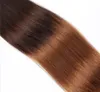 Перуанские прямые человеческие волосы remy волосы плетения Ombre 3 Tones 1b430 Цветные двойные уточки 100 ГПК можно окрасить Bleached7924054