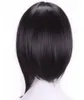 Woodfestival Siyah Kadınlar İçin Kısa Peruk Doğal Sentetik Saç Perukları Düz ​​35cm Patlamalar Isıya Dayanıklı Fiber9991527