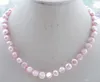 M693 Real 9-10mm Pink Akoya Kultura Pearl Necklace 18 '' 14K Solid Gold Capp