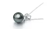 YHAMNI véritable Original 925 collier en argent Sterling naturel eau douce noir perle pendentif collier bijoux de mariage pour les femmes NG07