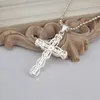 Hermosa 925 Silid Sterling Silver Plateado Classic Cross Crystal Pandent N406