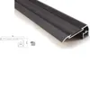 50 x 1m Sats / Lot anodiserad trappa Steg Aluminium LED-profil och svart yta LED ALU-kanal för trappa eller steglampa