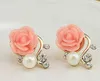 Biżuteria Nowy Marka Design Alloy Rose Pearl Stud Kolczyki dla kobiet 2017 Nowe akcesoria G544