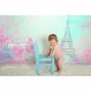 Baby Newborn Photography Backdrops Digital Painted Pink Flowers Sky Eiffel Tower Backdrop Dancing Children Kids Portrait Studio Background