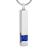 IJD9786 Cylindre 316L Acier Inoxydable Crémation Pendentif Collier Cristal Incrustation Cendres Souvenir Urne Souvenir Collier (Pendentif seulement)