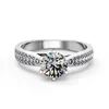 여성 정품 925 스털링 실버 반지 화이트 골드 도금 보석에 대한 별이 빛나는 1CT 라운드 컷 합성 다이아몬드 결혼 반지