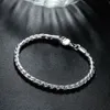 Bijoux pour homme en argent sterling 925 4 mm de largeur Chaînes à maillons 20 cm bracelet bracelet H210 coffret / sac