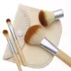 4-teiliges Make-up-Pinsel-Set für Foundation, Power, Concealer, Rouge, Lidschatten, wunderschöne Bambus-Make-up-Pinsel-Werkzeuge mit Etui