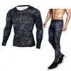 Hurtownia - Kamuflaż koszula kompresji odzież z długim rękawem T Shirt + Legginsy Fitness Zestawy Szybkie Dry CrossFit Fashion Garnitury S-3XL