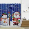 165*180cm Christmas Shower Curtain Santa Claus Snowman Waterproof Bathroom Shower Curtain Decoration With Hooks Free DHL WX9-107