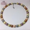 Natural Deep Sea Shell Pearls Necklace Positive Circle Flaw Blend Multicolor Finished Bead Necklace