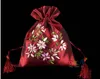 Hand Ribbon embroidery Large Gift Bag Drawstring Satin Cloth Packaging Jewelry perfume spices Storage Pouch Candy Tea lavender Favor Bags