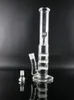 Hookahs Triple Bell Cover perc bong glazen waterpijpen rechte bong 17,5 inch hoog 5 mm dik om te roken