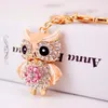 Luxury Gifts A Grad Women Sexy Key Holder Chain Ring Car Smycken Väska Hängsmycke Rhinestone Owl Keychain