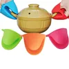 Silicone À Prova de Calor Não-deslizamento Luva Doce Bonito Cores de Cozinha Cozinhar Forno de Microondas Luva Isolada 1 PCS Frete Grátis