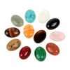 10 stks 13 * 18mm Gemengde willekeurige Jasper Tiger's Eye Healing Rose Quartz Crystal Beads Ovale Cabochon Cab Flackback Semi-Precious Edelsteen Ring Gezicht